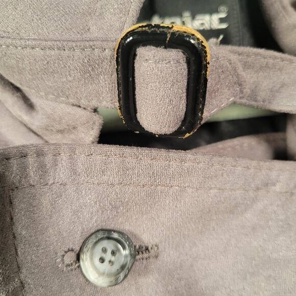 Vintage 80s Stratojac StratoSuede Overcoat Mens 46 XL Faux Suede Gray Trench USA - Picture 5 of 15